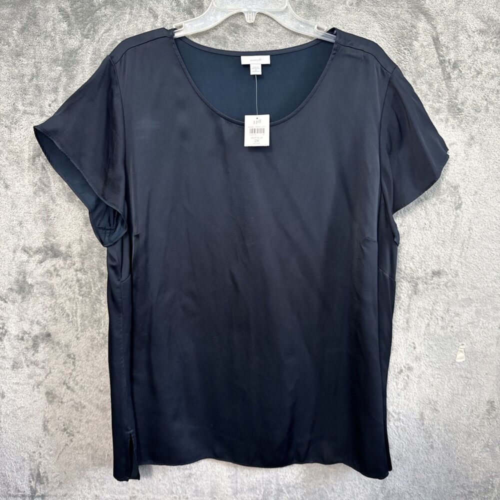 Pure Jll top 2x new Navy pullover blouse Rayon New round neck